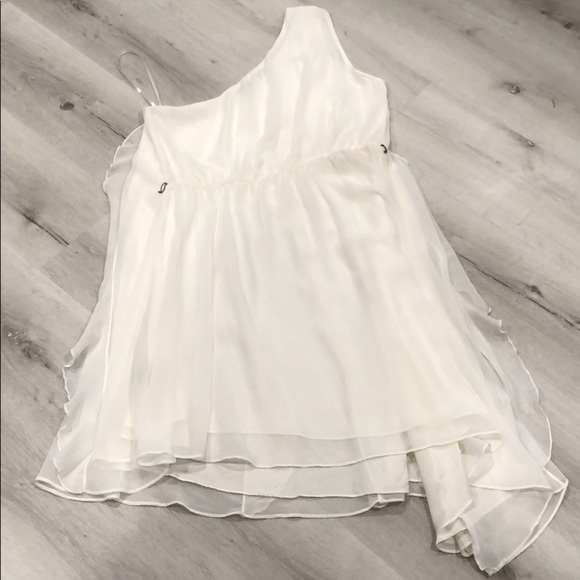 Ark & Co. One Shoulder White Ruffle Dress - L - Picture 9 of 12